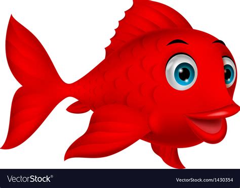 Cute Red Fish Cartoon Royalty Free Vector Image