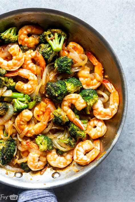 Two heads of broccoli will yield about 4 cups of rice once chopped down. Easy Broccoli and Shrimp Stir Fry - Fox and Briar
