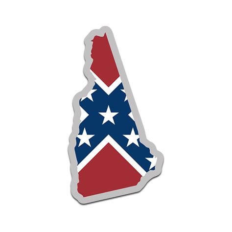 New Hampshire State Shaped Rebel Confederate Flag Decal Nh Map Sticker