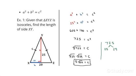 How To Solve For Values In An Isosceles Triangle Using The Pythagorean