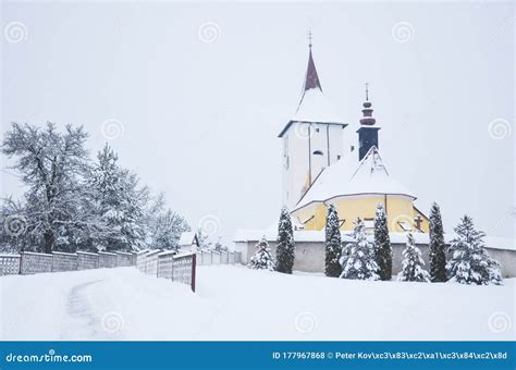 Church In Winter Snowy Nature In Christmas Time Beautiful Photo In