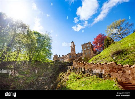 View Of Lowenburg Castle On The Hill And Stairs Stock Photo Alamy