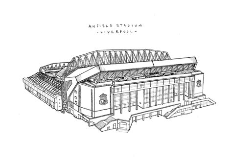 Anfield Stadium Liverpool Fine Line Print Architectural Etsy