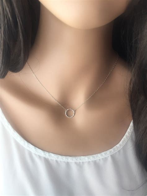 SILVER CIRCLE NECKLACE Dainty Silver Necklace Everyday