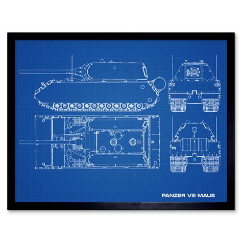 Panzer Viii Maus Super Heavy Tank Blueprint Plan Wall Art Print Framed