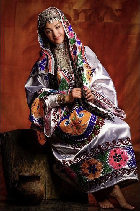 Tajik Woman Traditional Outfits Culture Clothing Asian Outfits