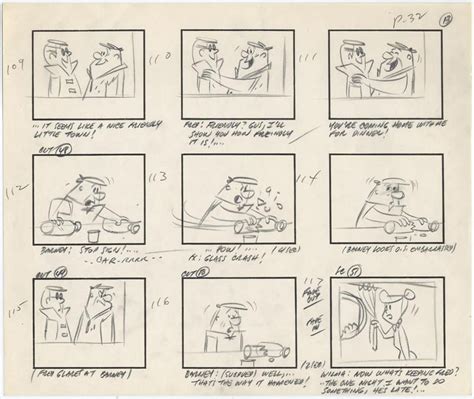 Hanna Barbera The Flintstones1 Sheet Of 36 Story Drawings For The Rock