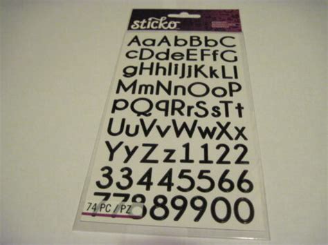 Scrapbooking Crafts Sticko Stickers Alphabet Black Thin Numbers Big