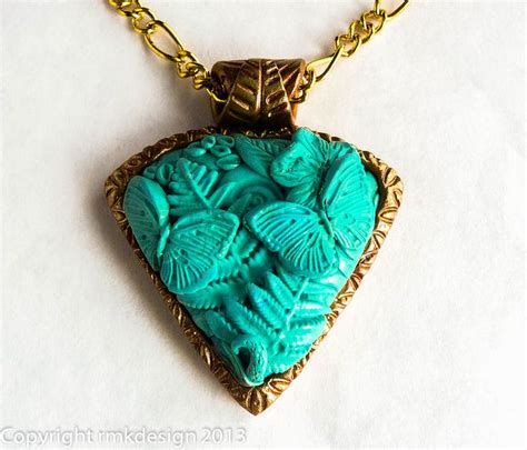 Turquoise Carved Pendant Turquoise Jewelry Turquoise Beaded Jewelry