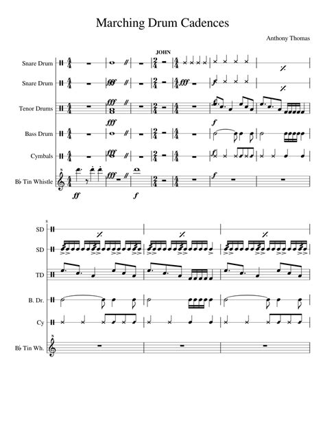 Marching Band Drum Cadences Sheet Music For Percussion Other Woodwinds