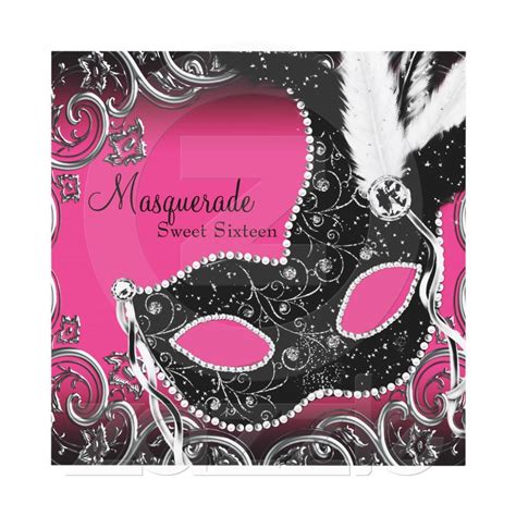 hot pink black mask masquerade party invitation masquerade party invitations