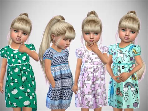 Toddlers Print Dresses By Sweetdreamszzzzz At Tsr Sims 4 Updates