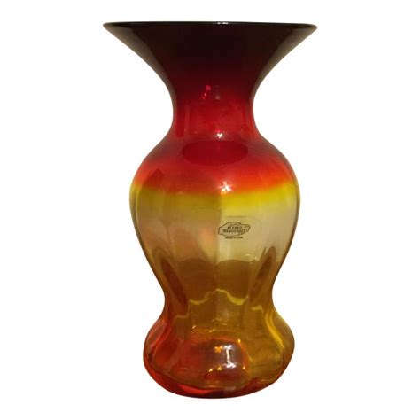 Blenko Signed Amberina Glass Vase Chairish