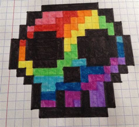 Tête De Mort Multicolore 💀 Pixel Art Licorne Tête De