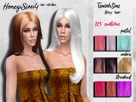 The Sims Resource Tsminh S Roxy Hair Retextured By Honeyssims4 Sims