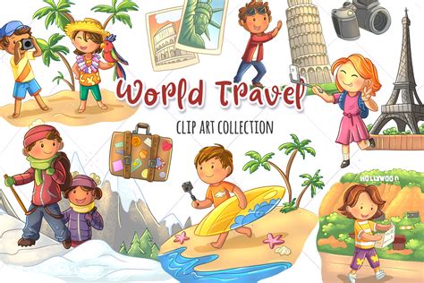 World Travel Clip Art Collection Graphic By Keepinitkawaiidesign
