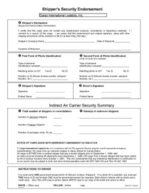 Proven resume summary examples / professional summary examples that will get you interviews. Fillable Online freightagents Shipper's Security Endorsement Indirect Air Carrier Security ...