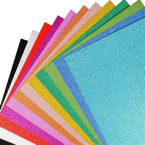 Glitter Cardstock Paper 24 Sheets 12 Colors Glitter