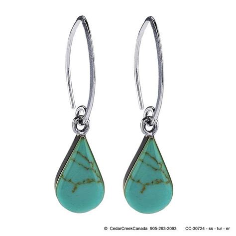 Sterling Silver Pear Shaped Turquoise Earrings Cc 30724 Turquoise