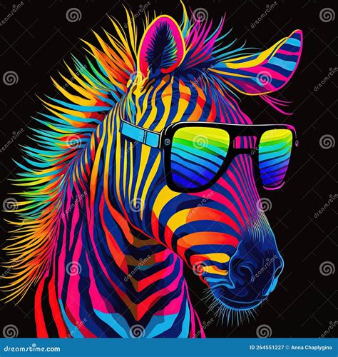Cool Colorful Neon Zebra In Sunglasses Generative Ai Not Based On Any