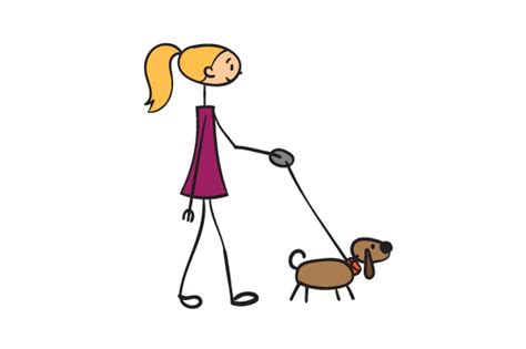 Stick Women Walking Dog Svg Cut File By Creative Fabrica Crafts