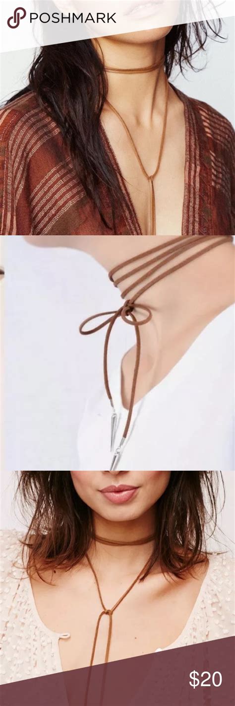 Wrap Suede Leather Lariat Necklace Choker Boho Boho Choker Lariat