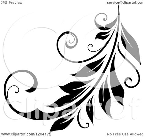 Clipart Of A Black And White Flourish Design 4 Royalty Free Vector