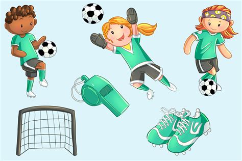 Kids Playing Soccer Clip Art Collection