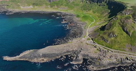 Aerial Video Of Giants Causeway Atlantic Ocean On North Coast Co Antrim