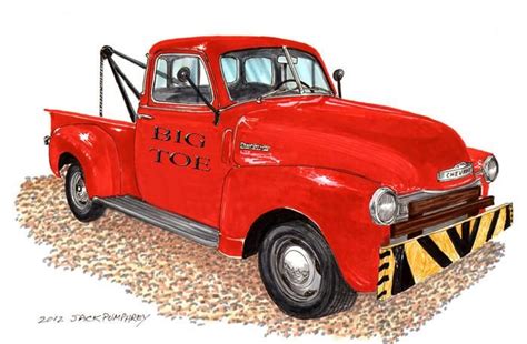 1950 Chevy Tow Truck Jack Pumphrey Art Garage Gear Decor Tow