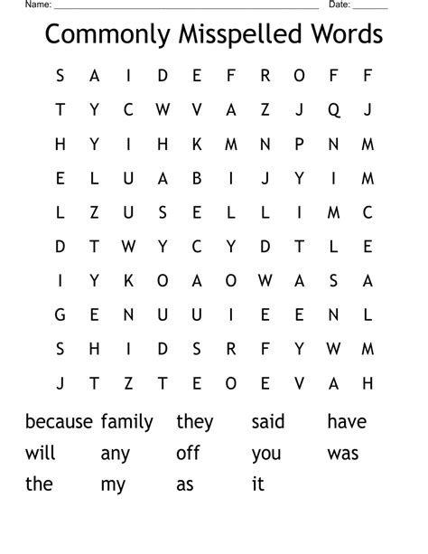 Commonly Misspelled Words List Printable Printable World Holiday