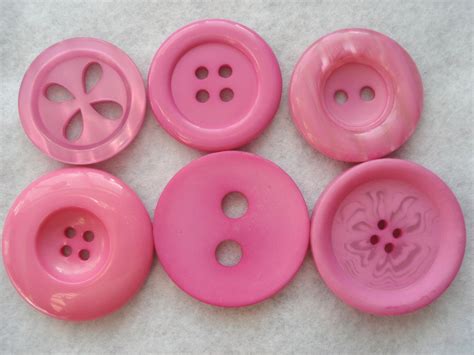Pack Of 6 Large Pink Buttons Mixed Designs R56 Etsy Pink Crafts