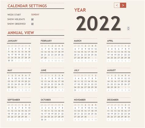 Any Year Calendar With Holidays Template In Excel Downloadxlsx In