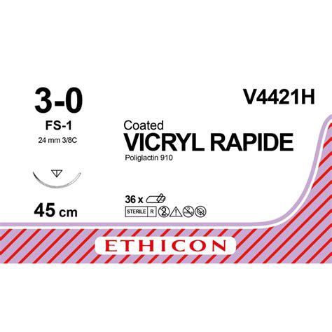 Vicryl Rapide Ethicon Ufarvet Fs 1 3 0 45 Cm 36 Stk