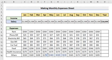 How To Make Monthly Expenses Sheet In Excel With Easy Steps