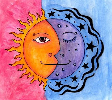 Rtsfsdfg Sun And Moon Drawings Moon Painting Sun Painting
