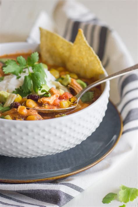 Instructions in crock pot, mix the enchilada packet together with the water and tomato sauce. Crockpot Chicken Tortilla Soup - Lovely Little Kitchen