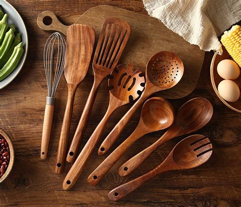 Wooden Kitchen Utensils Set Wooden Spoons For Cooking Natural Etsy
