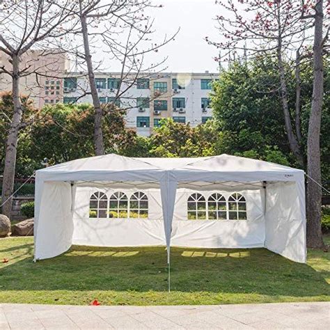 Outsunny 10' x 20' gazebo canopy party tent with 4 removable window side walls for outdoor event with wind ropes and ground stakes coffee. New VINGLI 10X20 Feet Pop Up Canopy,Instant Tent,4 ...