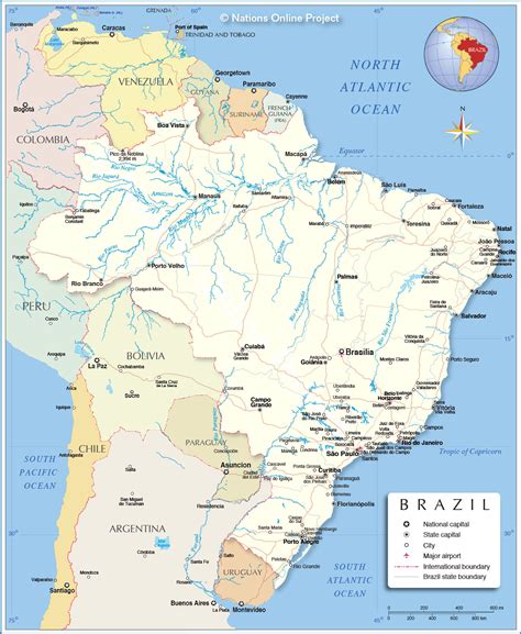 Detailed Map Of Brazil Nations Online Project