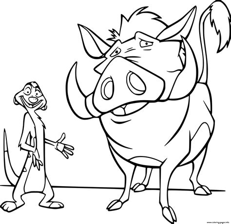 Pumbaa And Timon Coloring Page Printable