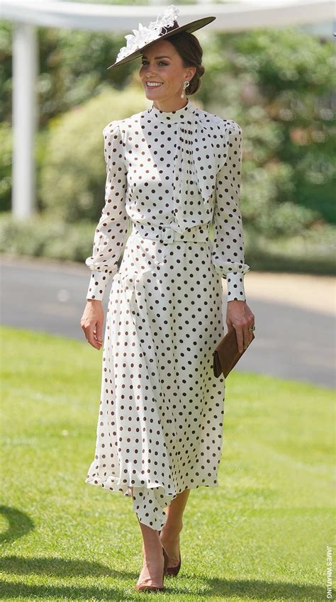 Kate Middleton In White Polka Dot Dress At Royal Ascot Catherine