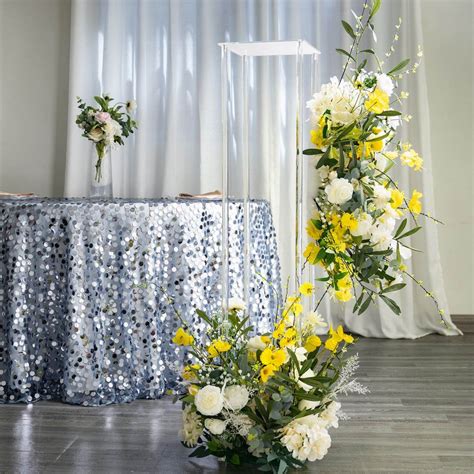 48 Clear Acrylic Floor Vase Flower Stand With Mirror Base Wedding