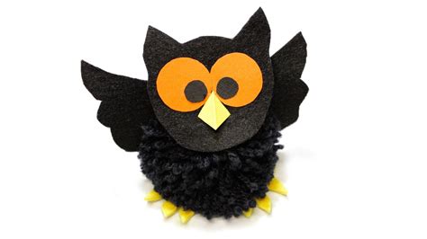 How To Make This Pom Pom Owl For Halloween Youtube
