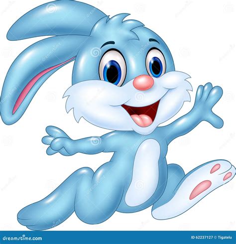 Cartoon Happy Bunny Running On White Background Stock Vector Image