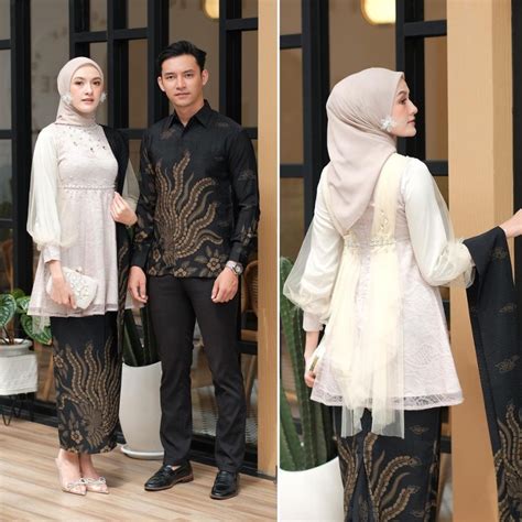 Jual Batik Couple Kebaya Modern Kebaya Tunangan Lamaran Baju Wisuda Batik Brukat Terbaru 2023