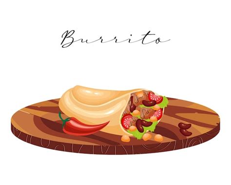 Premium Vector Burrito Tortillas With Meat And Beans On A Wooden