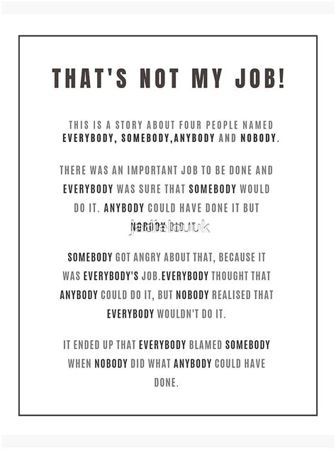 Thats Not My Job Updated Art Print For Sale By Jadielouuk Redbubble