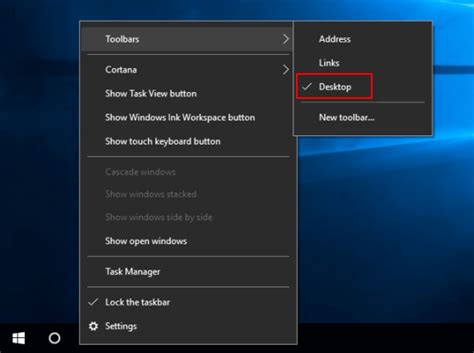 Add Desktop Toolbar To Taskbar On Windows 10 Pc
