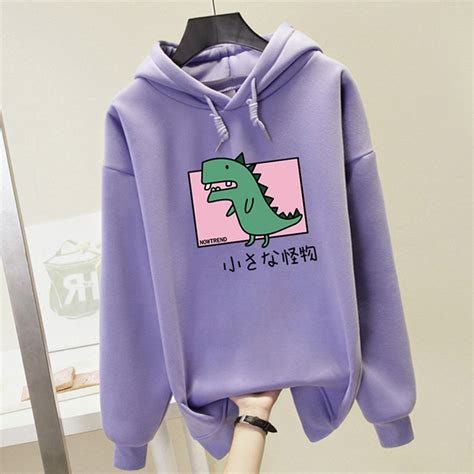 Cartoon Dinosaur Graphic Hoodie